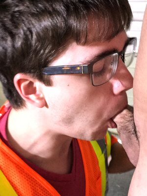 Two workers engage in a gay session where Axel sucks Will&#39;s dick