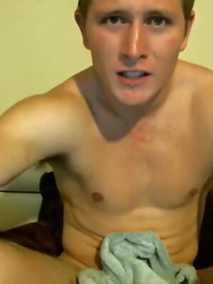 Blonde Surfer Brandon Parker Showers and Jerks Dick on Webcam Video