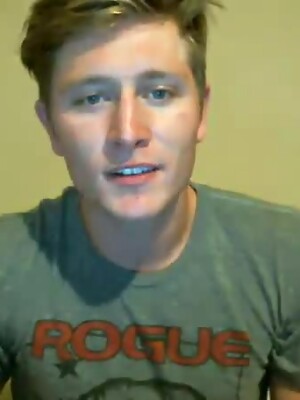 Blonde Surfer Brandon Parker Showers and Jerks Dick on Webcam Video