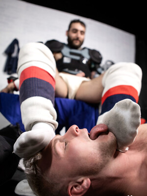 Gay hockey player Aiden Jacobs gets creampied by his teammate Tony D Angelo