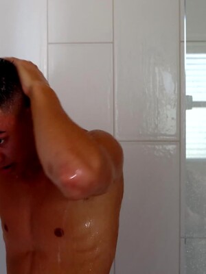 Lean Teen Christian Parker Cleans Off After Soaking Himself In Cum